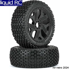 Duratrax 564710 Thrasher Off-Road 1:8 Buggy Tires Mounted on Black Ripper 17mm W