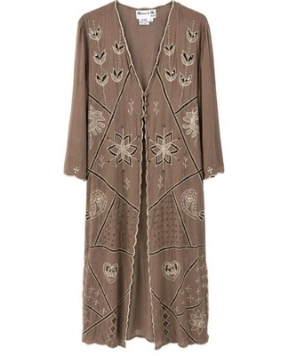 Marcia & Me & Co Boho Embroidered Rayon Kimono Duster Jacket Size S