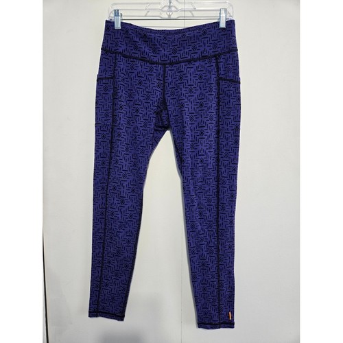 Lucy Powermax Purple Geometric Athletic Leggings Pockets Large