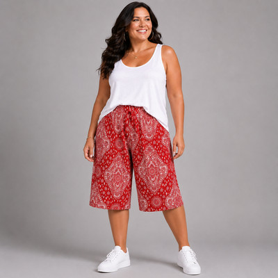 WOMENS CULOTTES  LADIES MORROCAN TILE PLUS SIZE  SHORTS PLUS SIZE