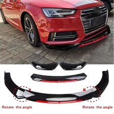 Front Bumper Lip Spoiler Splitter Glossy Black Red For Audi A3 A4 A5 A6 Body Kit