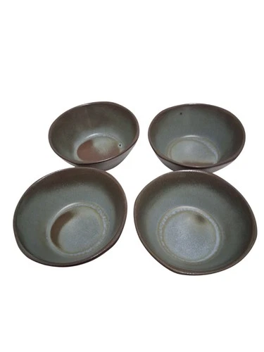 Vtg Frankoma Pottery 5XL Plainsman Prairie Green Cereal Soup Bowls NICE! Set 4