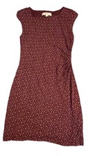 Ann Taylor LOFT Dress Women's Petite Extra Small PXS Burgundy Ruched Side Lining