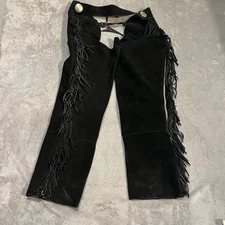 Suede Leather Chaps Women L/XL Adjustable Fringe Western Motorcycle USA Made