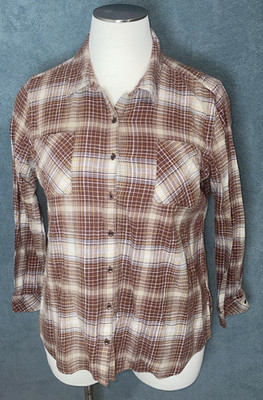 Natural Reflections Womens Flannel Shirt 2XL Plaid Grunge Indie Classic Cozy