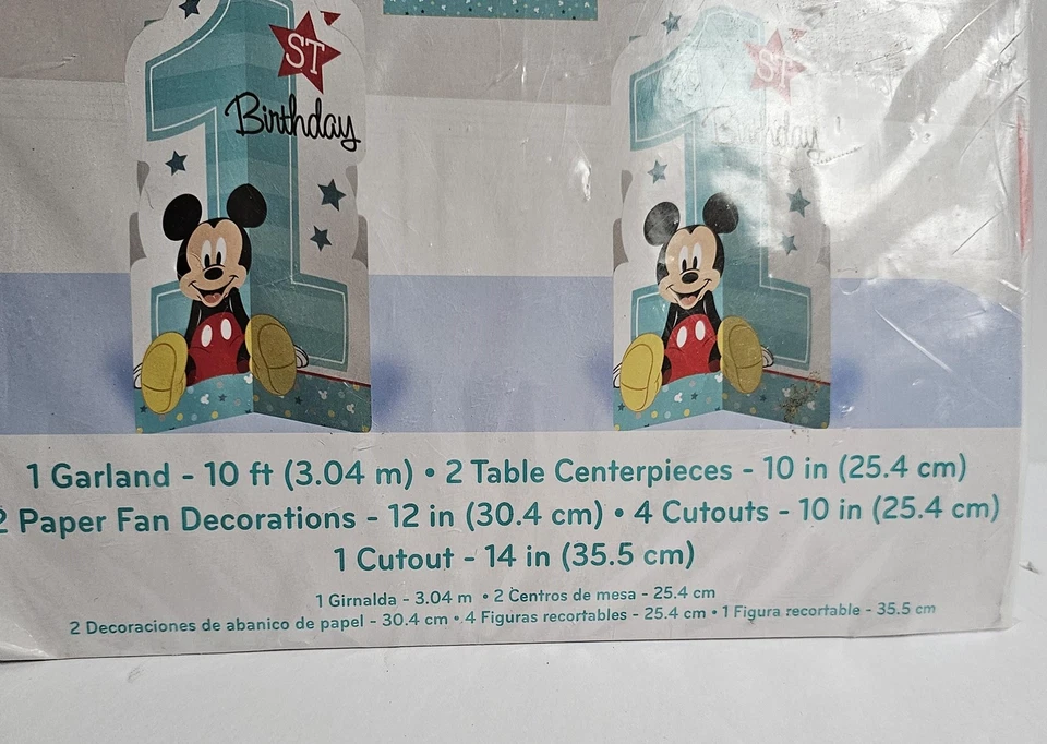 Disney Bebé Mickey Mouse Kit de Decoración de Habitación 10 Piezas 1er Cumpleaños Fiesta Set Foto 2 de 4
