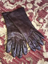 Vintage Dark Brown Leather Lined Gloves Size 8 WPL 8931 Made in PH
