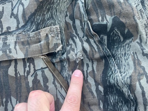 vintage Carhartt CB245 mossy oak camo jacket w hood & bag sz L corduroy hunting - Picture 7 of 10