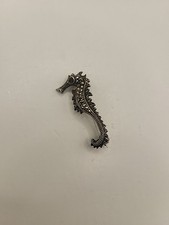 Vintage Sterling Silver & Maracite Sea Horse Brooch Pin