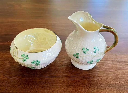 Part of Belleek's Iconic Shamrock Tableware Collection Basketweave Design - Picture 1 of 8