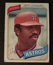 1980 Topps Jeff Leonard Baseball Rookie Card (RC) #106 Astros OF GD O/C. rookie card picture
