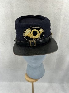 antique kepi Civil War navy blue gold emblem wool leather sz sm replica