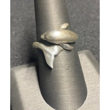 AUTHENTIC KABANA 925 STERLING SILVER DOLPHIN BYPASS RING, ADJUSTABLE SIZE SKY