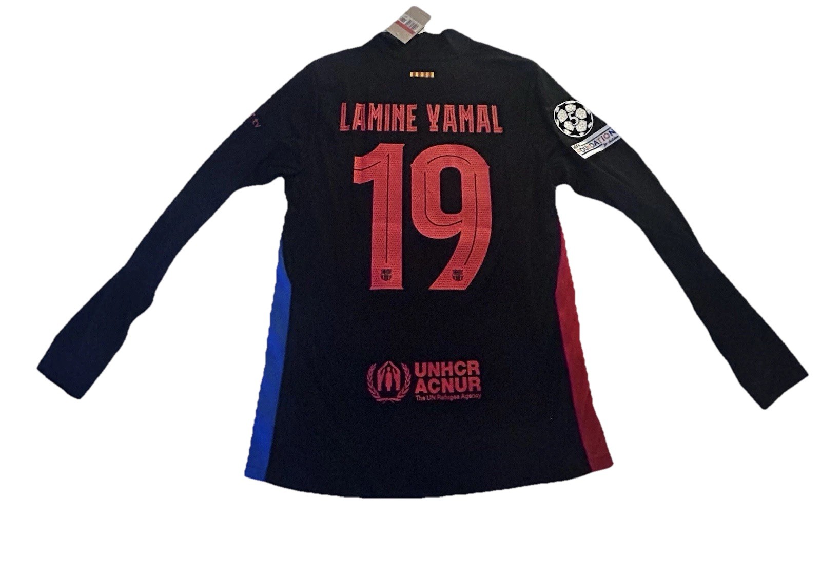 New Nike FC Barcelona Lamine Yamal #19 Long Sleeve Men’s Jersey L Black/Red/Blue