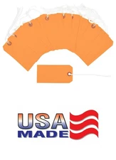 100 Tags 4 3/4" x 2 3/8" Size 5 Orange Inventory Shipping Hang Tag with Strin...