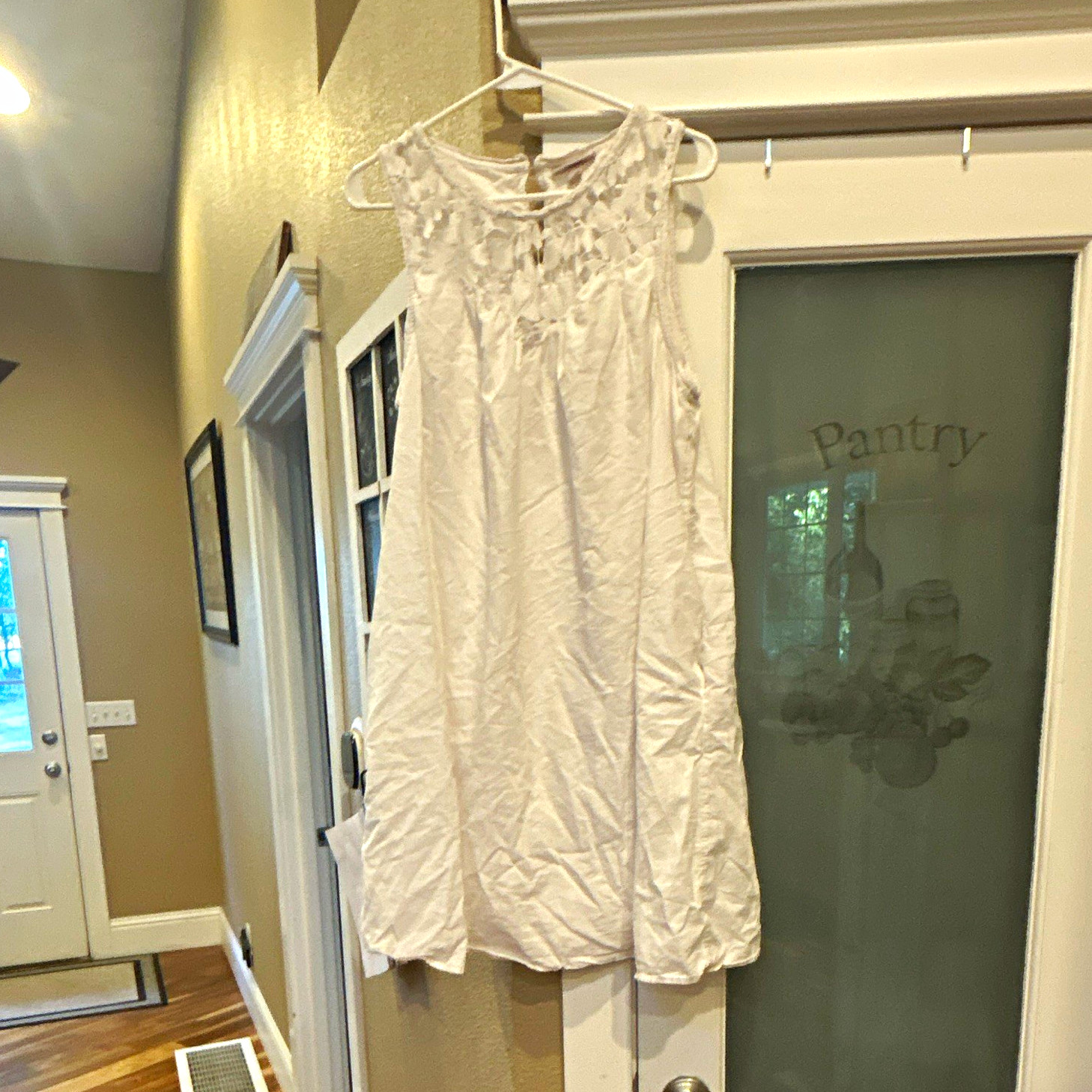 Knox Rose Women’s White Sleeveless Lace Dress Solid Pattern Size L