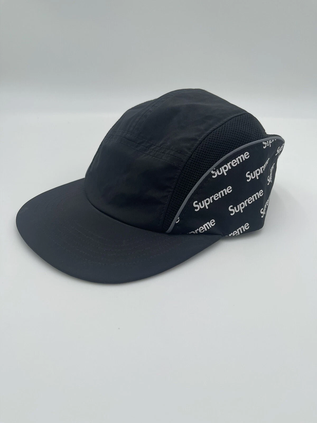 CAPUCHON DE CAMP LOGO SUPREME REFLECTIVE 3 M DIAGONALE LOGO PRINTEMPS ÉTÉ 2018 NOIR