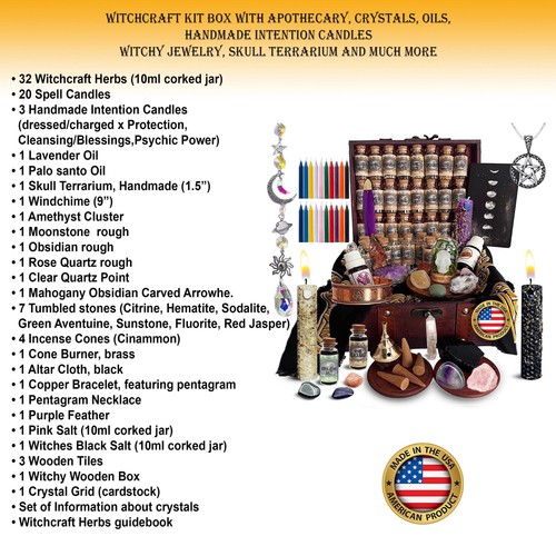 Kit de fournitures de sorcellerie pour rituels wiccans sorts fournitures d'autel États-Unis - Photo 6 sur 6