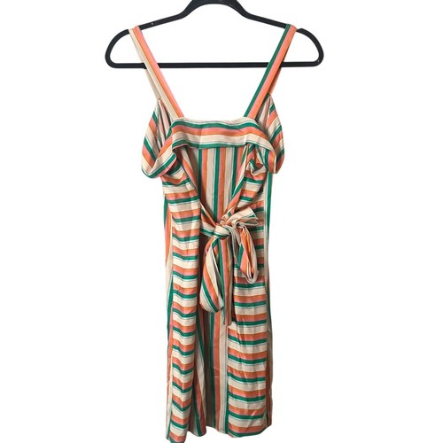 PINKO Striped Tie Satin-Like Mini Dress Sz 6 - Picture 3 of 7