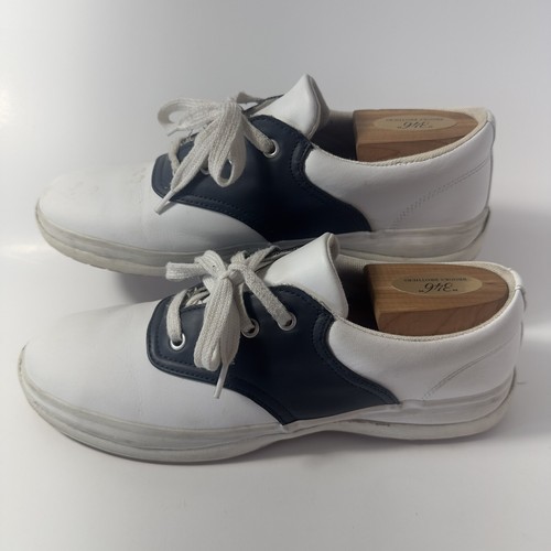 Keds School Days II Sneakers White Navy Blue Lace Up Girls Size-6S Pre-Owned