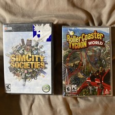 Video Game PC Sim City Societies Roller Coaster Tycoon World Set NEW SEALED