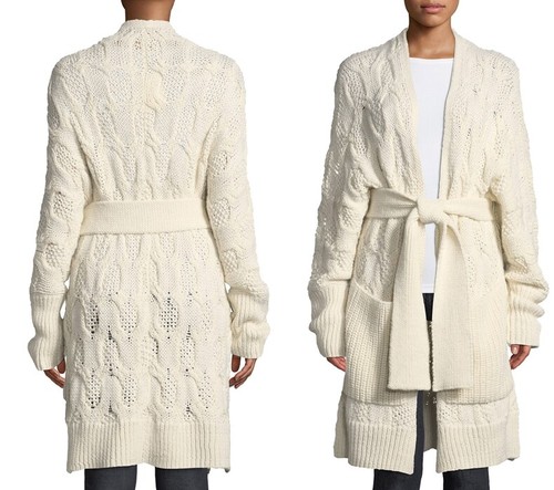 Joie Omeed Porcelaine Wolle/Alpaka Mischung Gürtel Zopfmuster Cardigan Gr. S-M $ 448 - Bild 5 von 12
