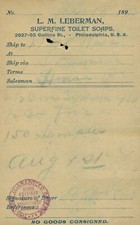 c1890 L M Leberman Superfine Toilet Soaps Antique Sales Receipt Philadelphia PA