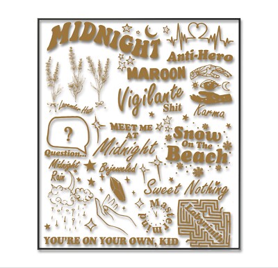 Taylor Swift Poster, Midnight's Album, A4, Swiftie Geschenk, Epochen Outfits