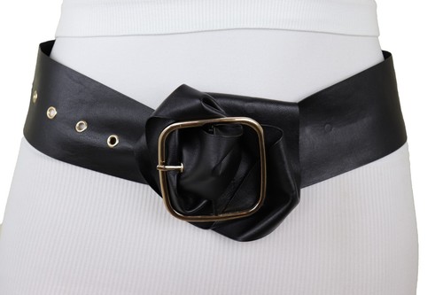 Women Black Color Extra Long Fabric Wide Band Belt Hip High Waist Fit Size XS S - Picture 18 of 24