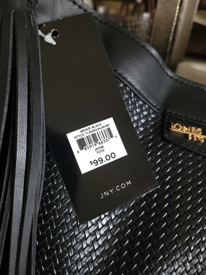 NUEVO CON ETIQUETAS Grande Negro Tejido Jones New York Jane Bolso de Mano/Bolso de Mano Foto 4 de 4