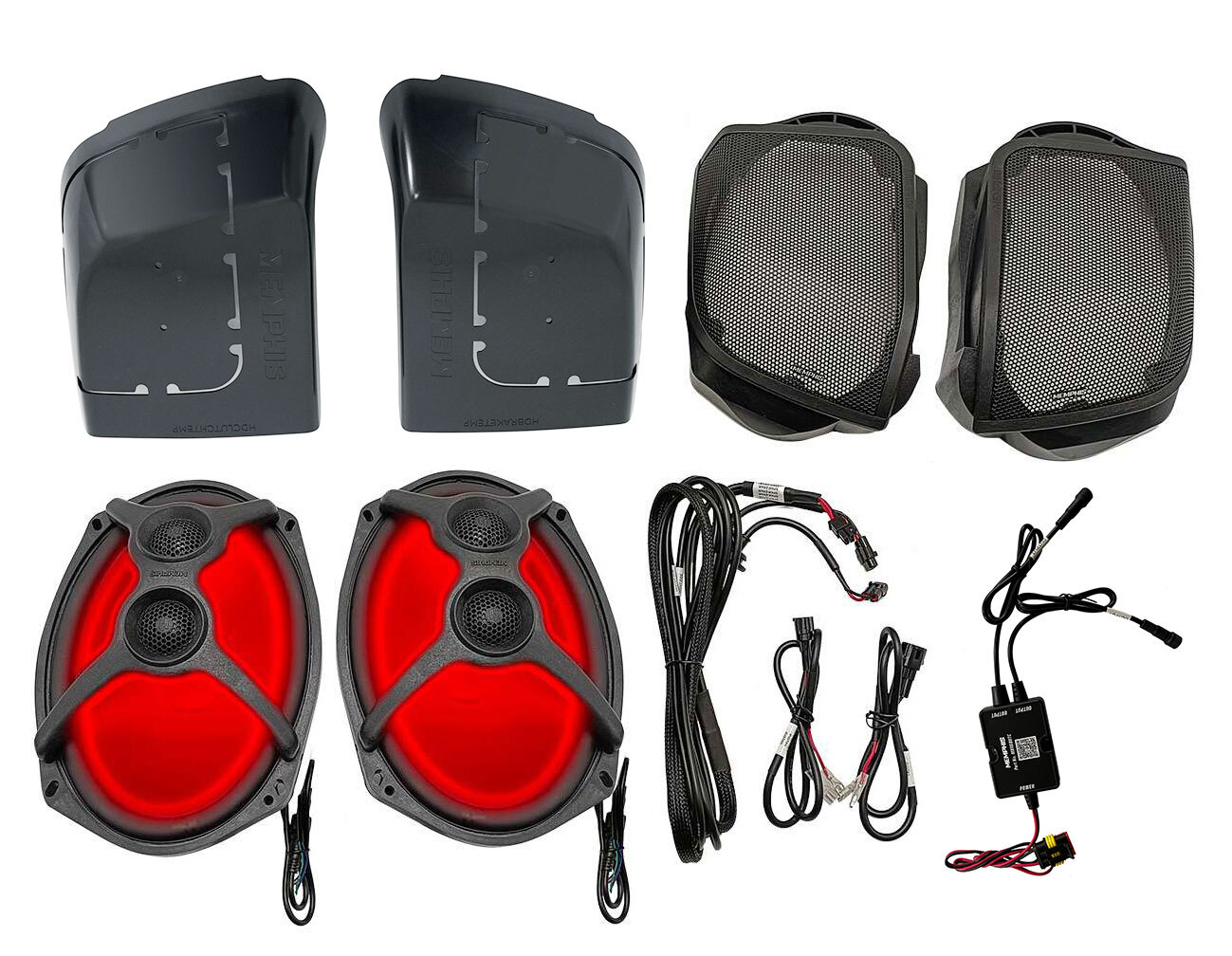 Динамики Memphis Audio MX14HDLIDKIT Harley Davidson OEM PlugnPlay 6x9 в виде седельной сумки 43190₽