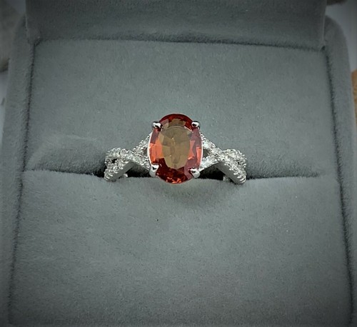 Anello Clinohumite Arancione Riscaldato Certificato 2,5 Ct in Sterling Placcato Oro 18k W. - Foto 11 di 11