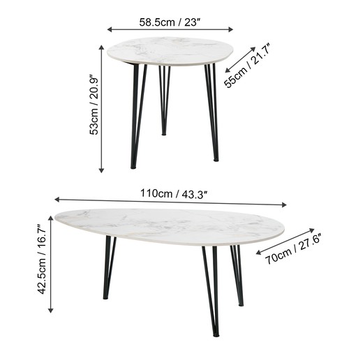 Modern Real Sintered Stone Nesting Tables Marble/ Wooden Sofa Coffee End Table - Picture 46 of 59