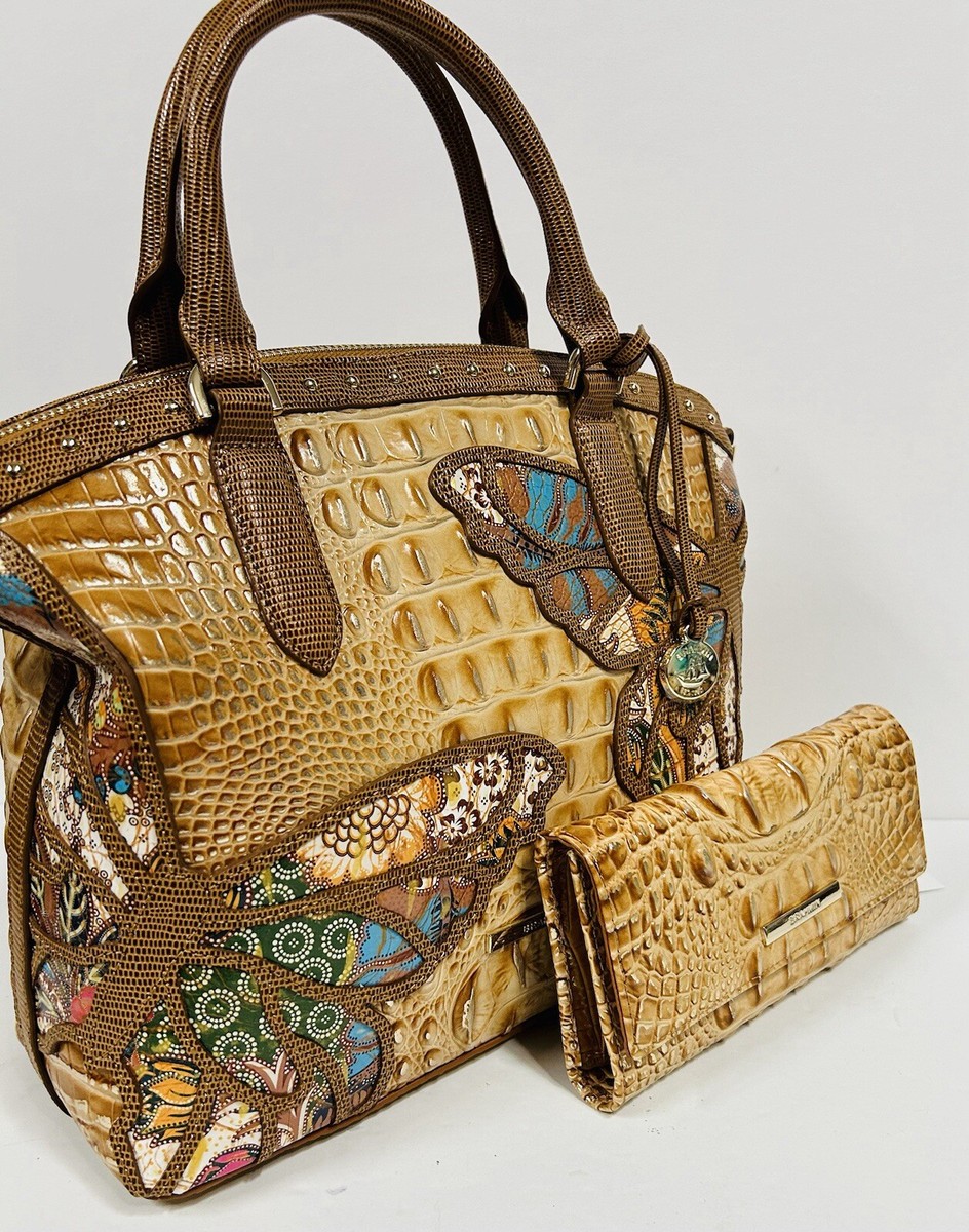 BRAHMIN NWT HONEY BROWN GALA DUXBURY SATCHEL & CORDELIA WALLET