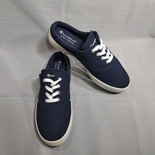 Champion Women's Canvas Slip On Sneakers Navy Blue Size 8 Low Heel Sport Comfort