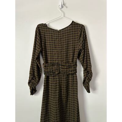 green emerald velvet dress zara plaid print puff sleeve midi dress  good market thrift store