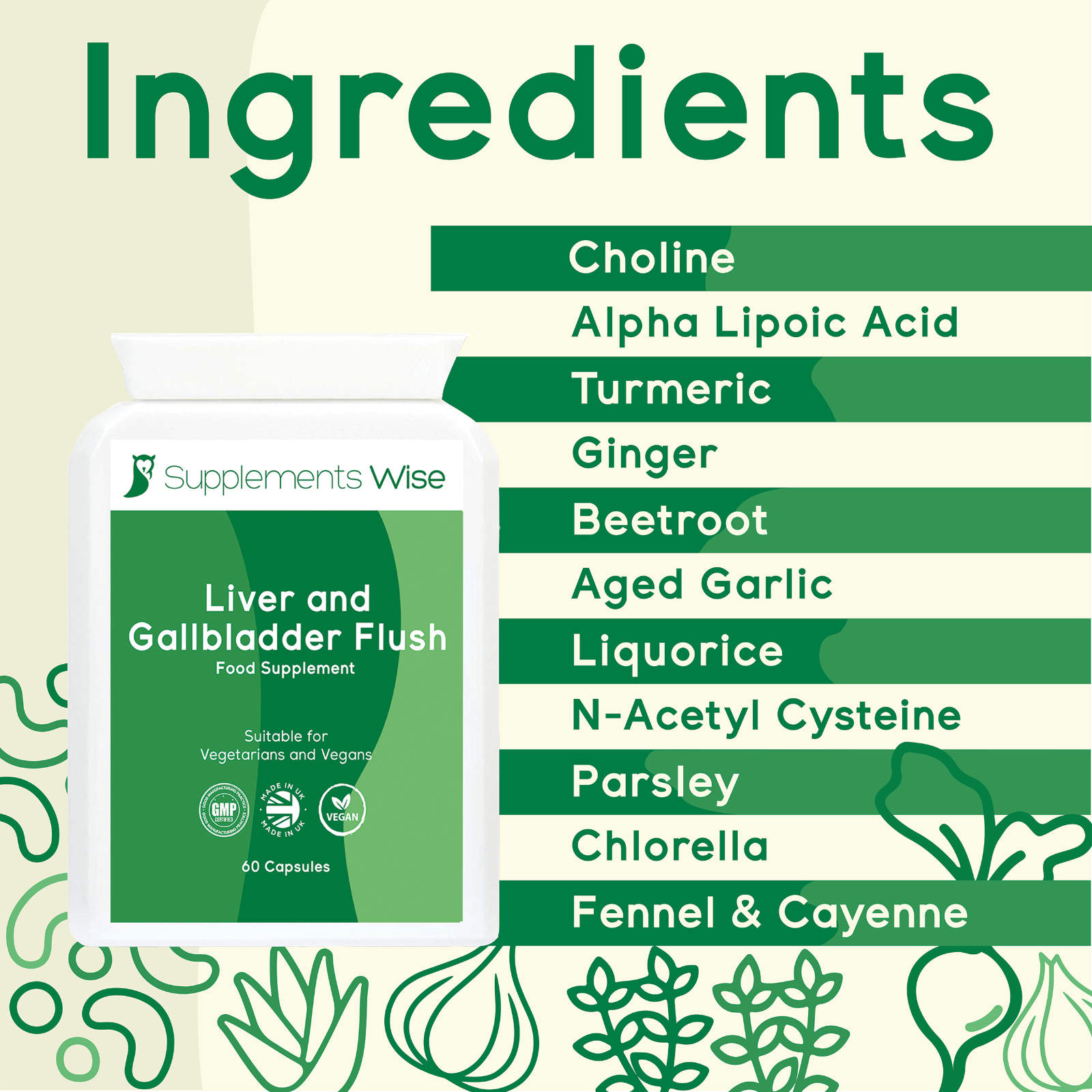 Liver Gallbladder Supplement 60 Capsules Choline, NAC NAcetyl