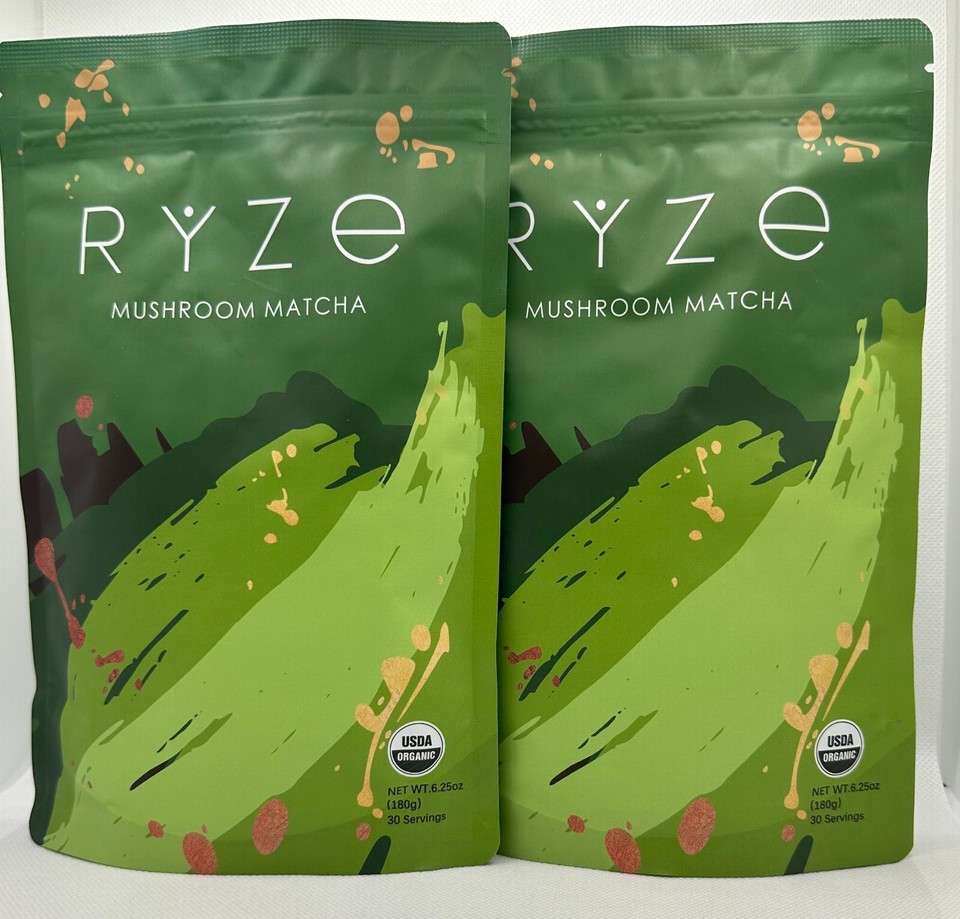 Ryze Coffee And Mushrooms RYZE Mushroom Coffee & Matcha Combo Pack - 2 Pack With Spoons - Authentic 2026 Exp Instant Mushroom Drink