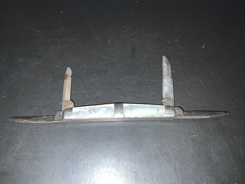 Vintage H. Boker Improved Cutlery 4 Blade Pocket Knife Mother Of Pearl No Cracks