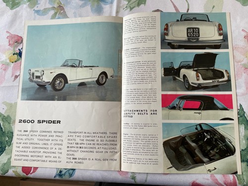 1962 ALFA ROMEO 2600 SPRINT, SPIDER, BERLINA Original Sales Brochure RARE - Picture 8 of 9