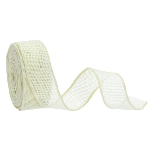 Burlap Ribbon Fabric Wired Edge Ribbons Cream White 1-1/2 Inch x 10 Yard for ...