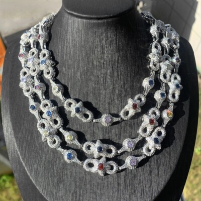 Iced Out Infinity Star Eye CZ Cuban Link Chain Necklace Hip Hop