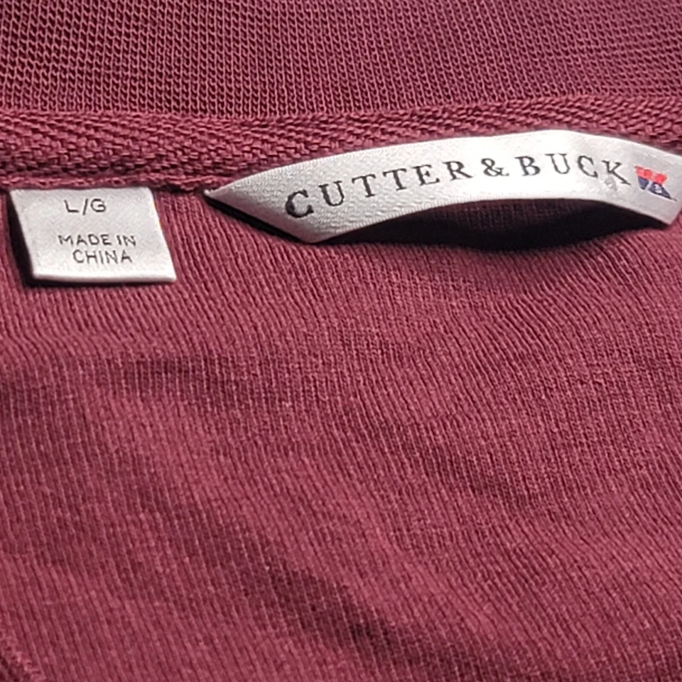 Cutter and Buck Men's Pullover Shirt Sz L Burgundy V-Neck Sweater Pima Cotton - Image 3 of 4