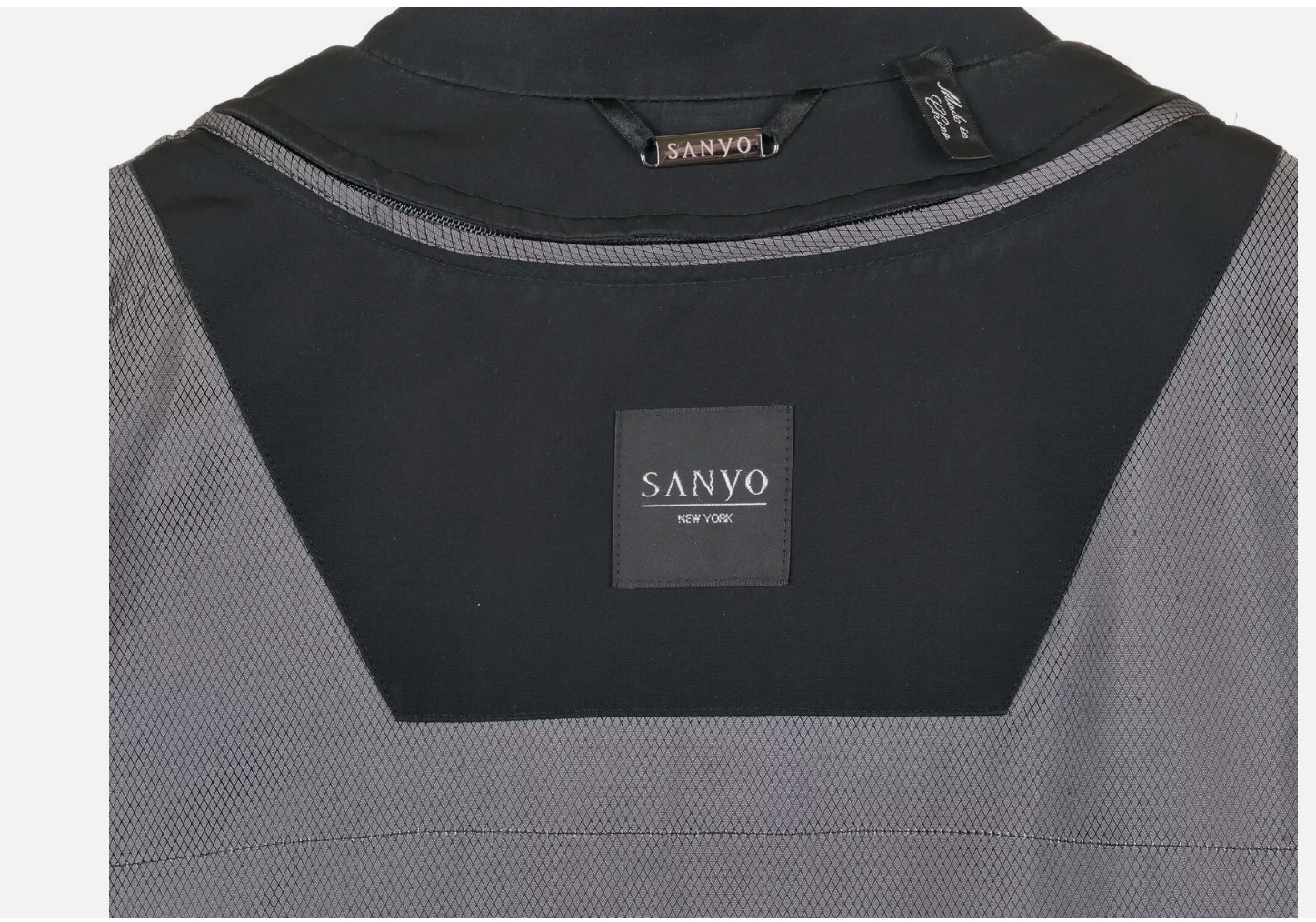 Amazing Sanyo Solid Black Polyester Rain Trench Z… - image 5
