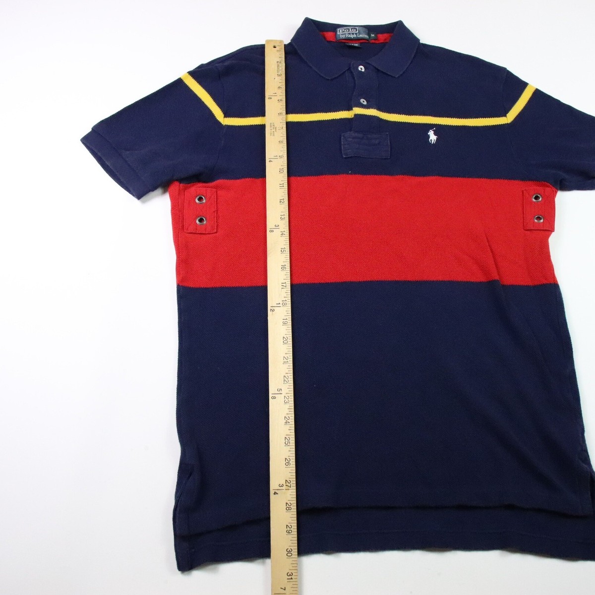 VTG Polo Ralph Lauren Men's Blue Red Yellow Pony Vented Polo