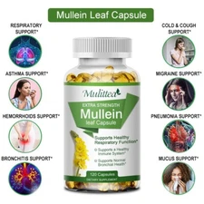 Mullein Leaf Capsules Support Lung Cleanse Respiratory Function 120 Softgels