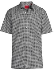 NWT HUGO Hugo Boss Red Label Button Down Short Sleeve Geometric Sport Shirt