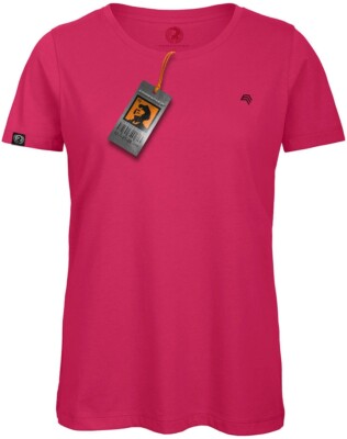 BAC TW043 Damen Bio-Baumwolle Basic T-Shirt COMPANIEER Rot Pink Magenta Fuchsia 