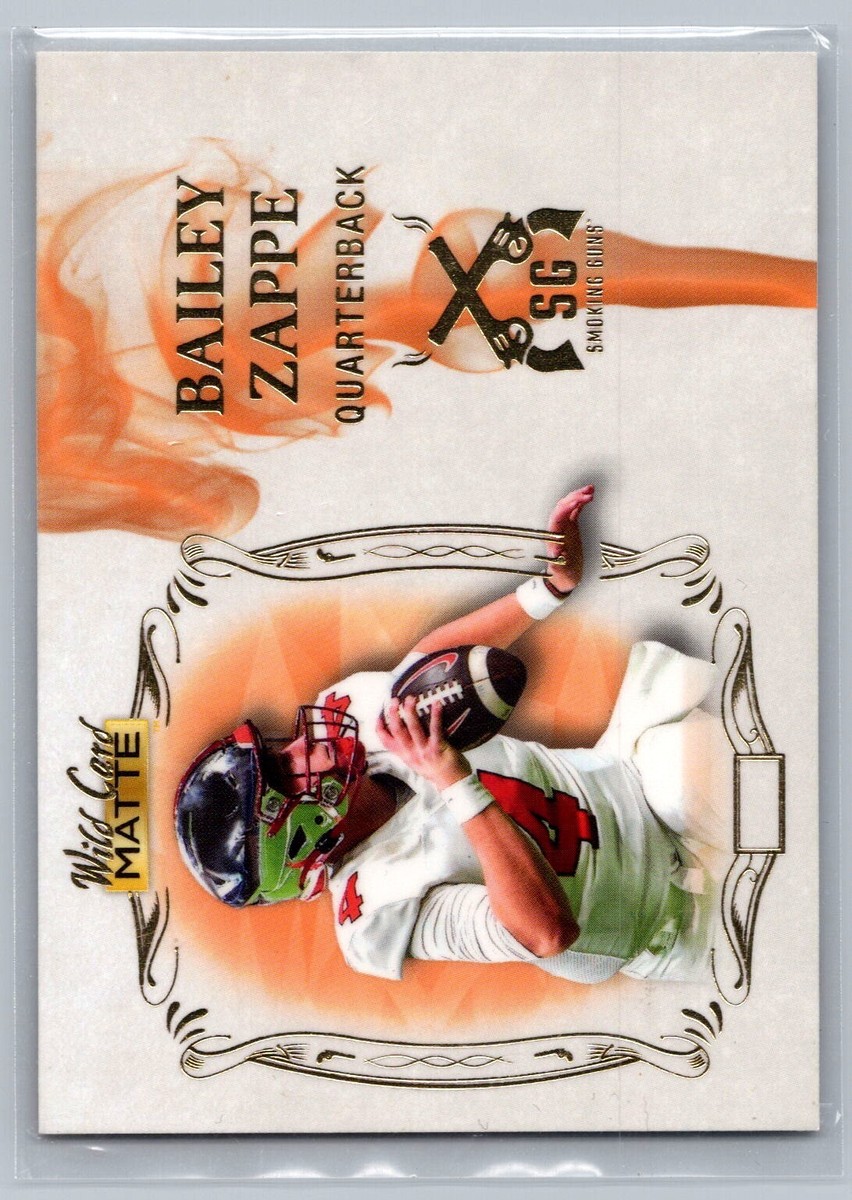 2022 Wild Card Matte #SG-1 Bailey Zappe Smoking Guns White/Orange