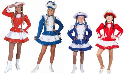 Damen Funkenkostüm Rot-schwarz – Gr. 44, Mit Silberborte, Karneval Outfit